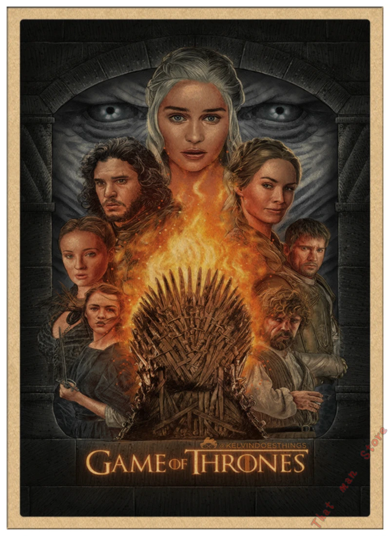 Игра трона GOT Сезон 8 Джон Сноу постер фильмов в стиле винтаж для дома гостиной спальни настенный Декор печатная Картина Настенная живопись - Цвет: Светло-желтый