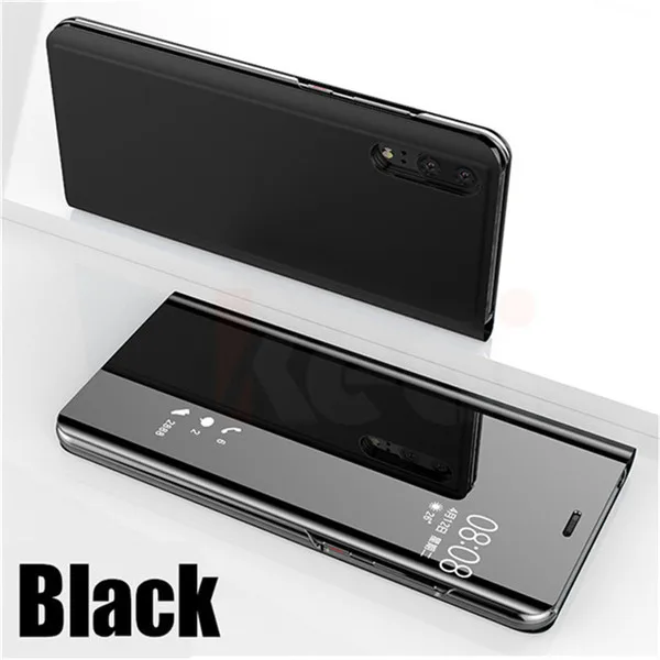 black Модный умный откидной зеркальный чехол для телефона для iPhone 11 Pro MAX 7 8 6 6s Plus XS MAX XR X для samsung S8 S9 S10e Plus Note 8 9 10 Pro - Цвет: black