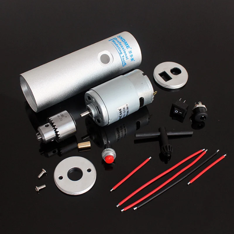 

555 aluminum alloy electric drill shell kit with point switch motor micro model assembly DIY hand drill accessories