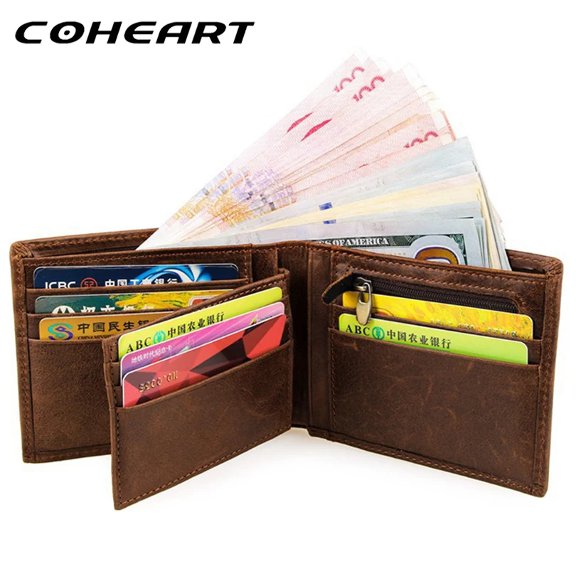 Мужской кошелек COHEART из 100% натуральной кожи винтажный воловьей с гарантией