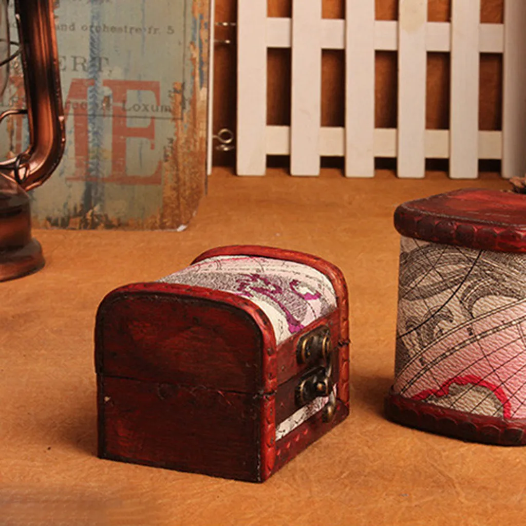 Шкатулка для ювелирных изделий винтажная деревянная коробка ручной работы с