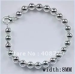 silver plated Jewelry Bracelet Fine Fashion 8MM Rosary Hollow Ball Bangle Top Quality SMTH126-2 | Украшения и аксессуары