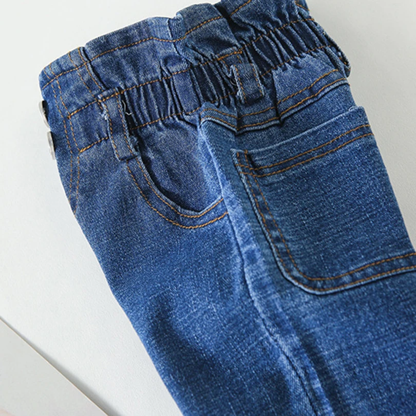 Новинка 2018 брюки для девочек модные джинсы малышей с высоким воротом подходят