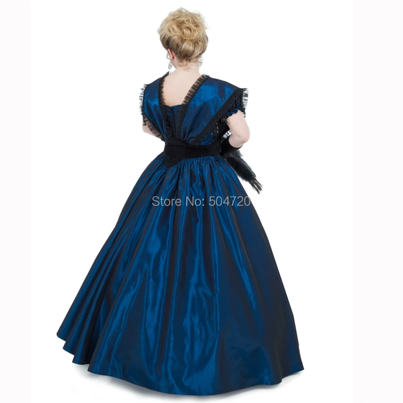 Сшитые на заказ! Винтажные костюмы из голубой тафты в стиле ретро викторианские