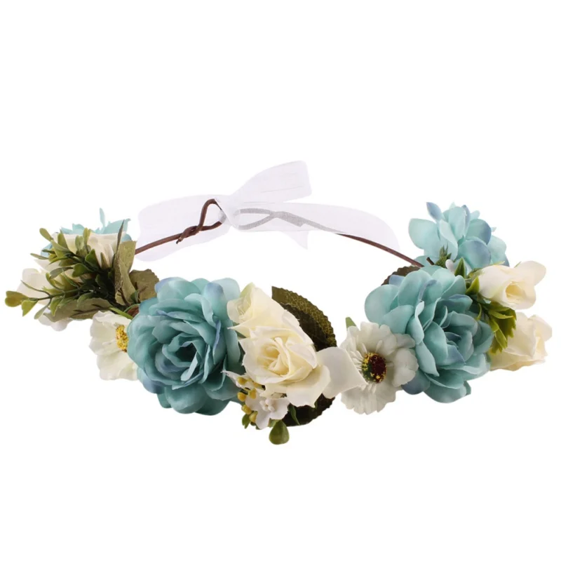 blue mom Headband Flower Crown Match Garland Hair Band Accessories for Mom anad Kids Flower Headband Newborn Baby Hot - Цвет: blue mom