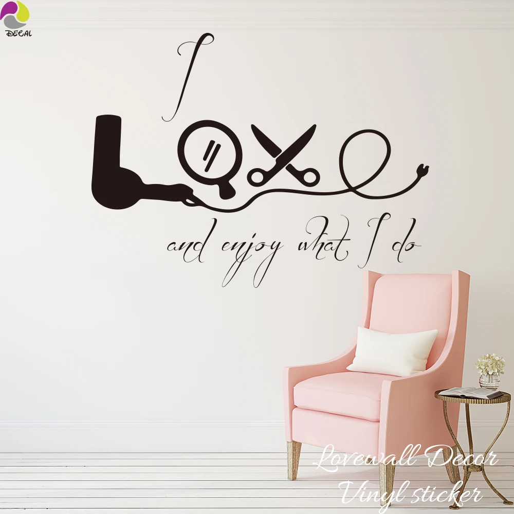 Парикмахерская Настенная Наклейка на окно I Love Enjoy what i do Quote парикмахерский декор для салона красоты ножницы виниловые наклейки для дома Декор