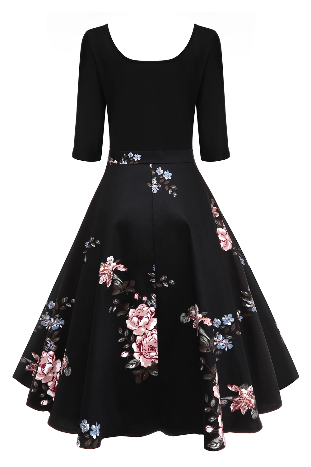 Женское винтажное платье с цветочным принтом коротким рукавом и пэчворком|dress