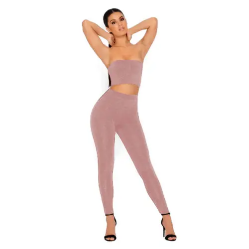 2017 Женский комплект с открытыми плечами топ длина по щиколотку брюки высокой