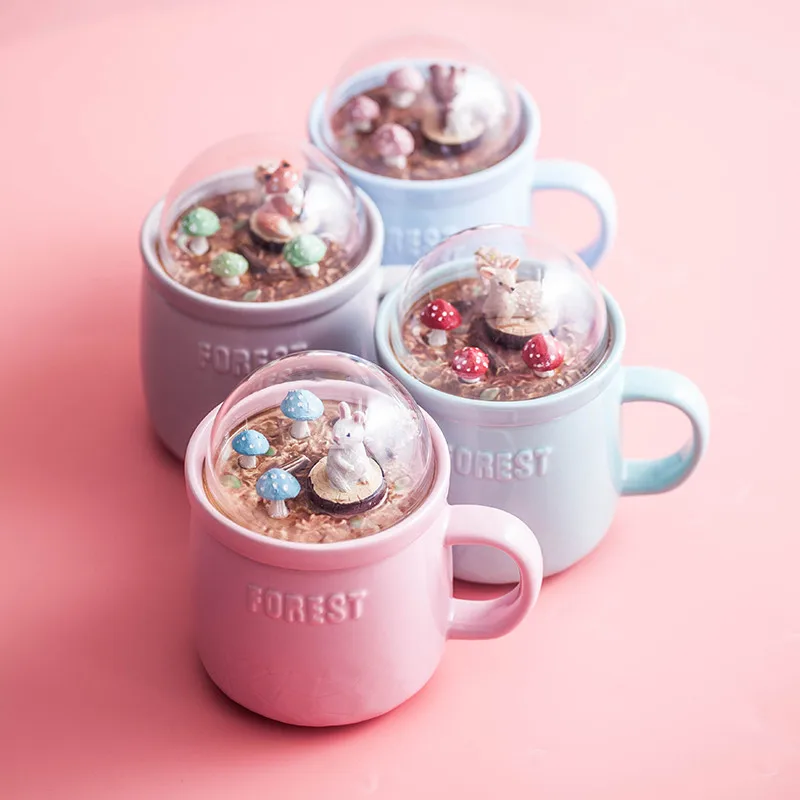 Кофейная кружка чайная чашка мультяшная керамическая с животными микро-пейзаж