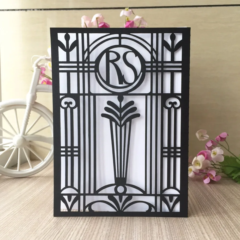 

30Pcs/Lot Pearl Paper Laser Cut Customized Words On Invitation Card Wedding Card Event&Party Supplies