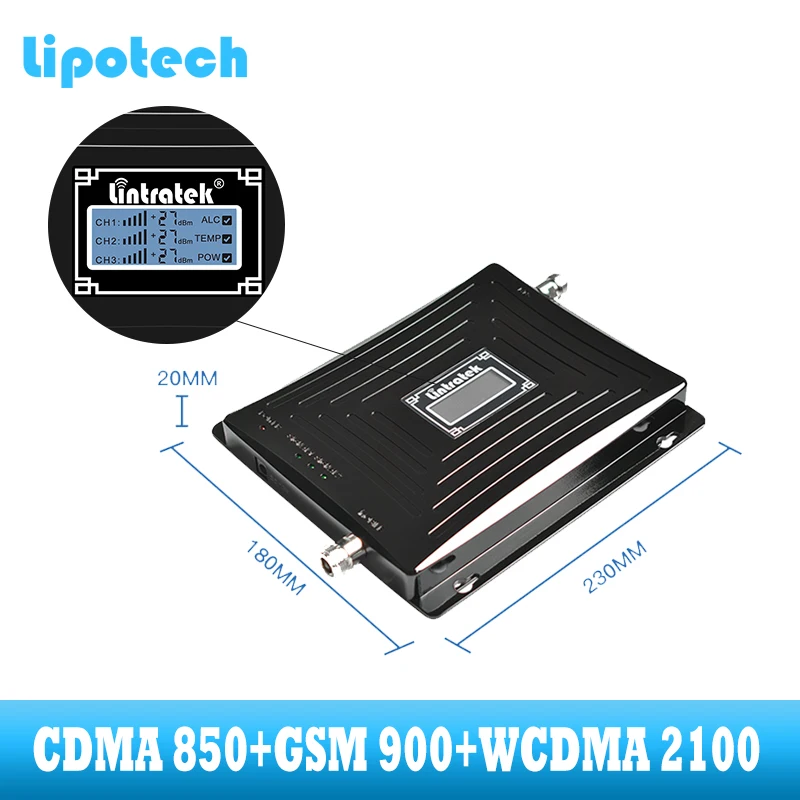 Lintratek трехдиапазонный 2G усилитель сотового сигнала CDMA 850 GSM 900 WCDMA 2100