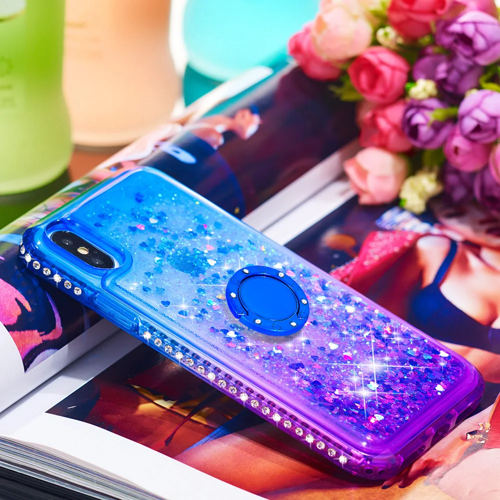 Quicksand bling Phone Case For iPhone X XR XS Cover TPU Back Max With Ring Buckle Bracket Coque Fundas |