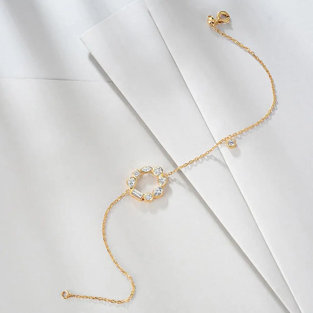 E Jewellry 925 Sterling Silver Bracelets for Women 18K Gold Plated Hollow Round Chain Link Bracelet Brand Design Fashion