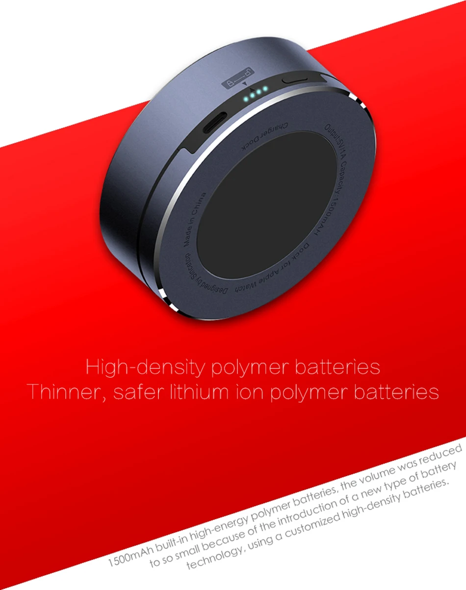 Портативное беспроводное зарядное устройство док-станция для iphone watch 1500mAh повербанк внешний аккумулятор банк питания для Apple Watch зарядное устройство