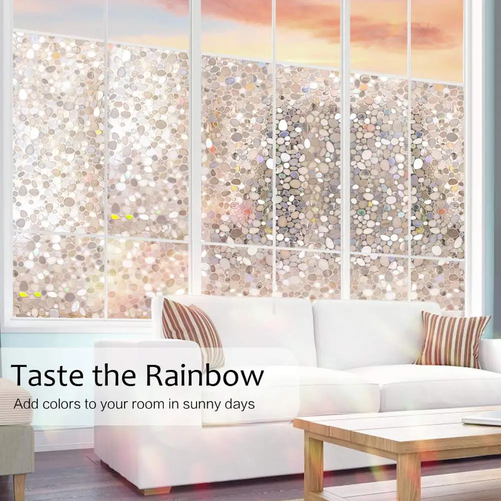 AsyPets Static 3D Irregular Pebble Refraction Colorful Window Film for Home Office | Дом и сад