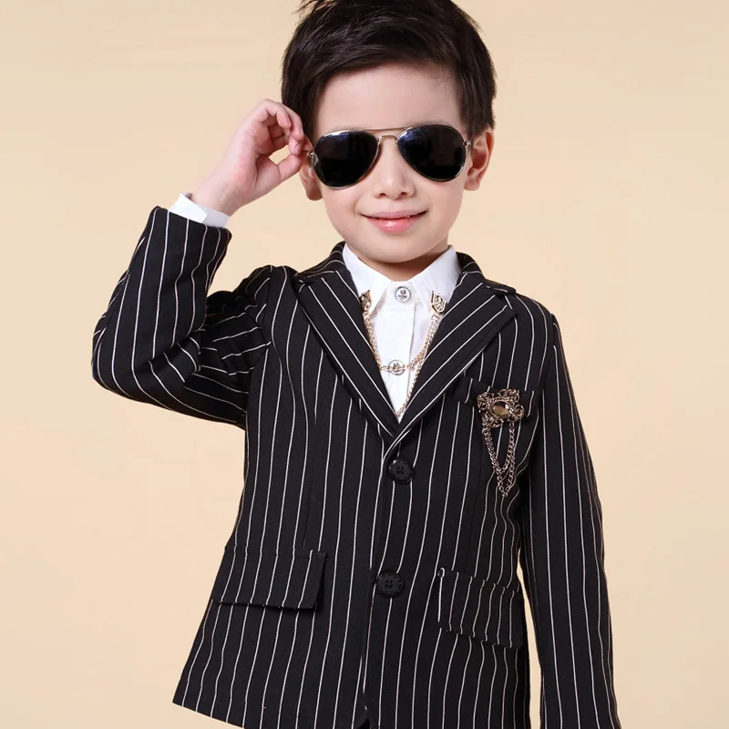 Модный повседневный пиджак из двух предметов для маленьких мальчиков костюмы на