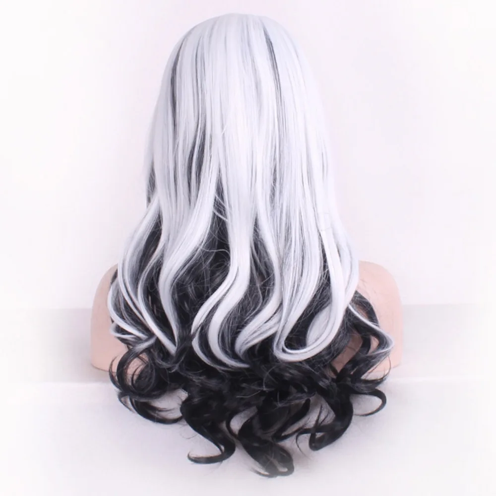 26 &quot65 см женская Длинные Волнистые Косой Взрыва Полный Парик Волос Два Тона
