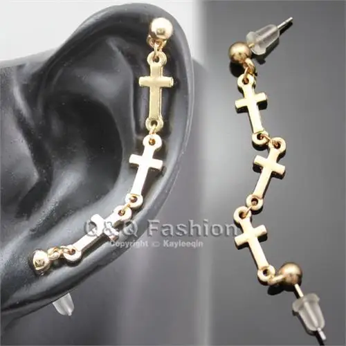 Chic Triple Cross Piercing Cartilage Ear Cuff Earring Fancy Dress Costume Jewelry 2018 New | Украшения и аксессуары