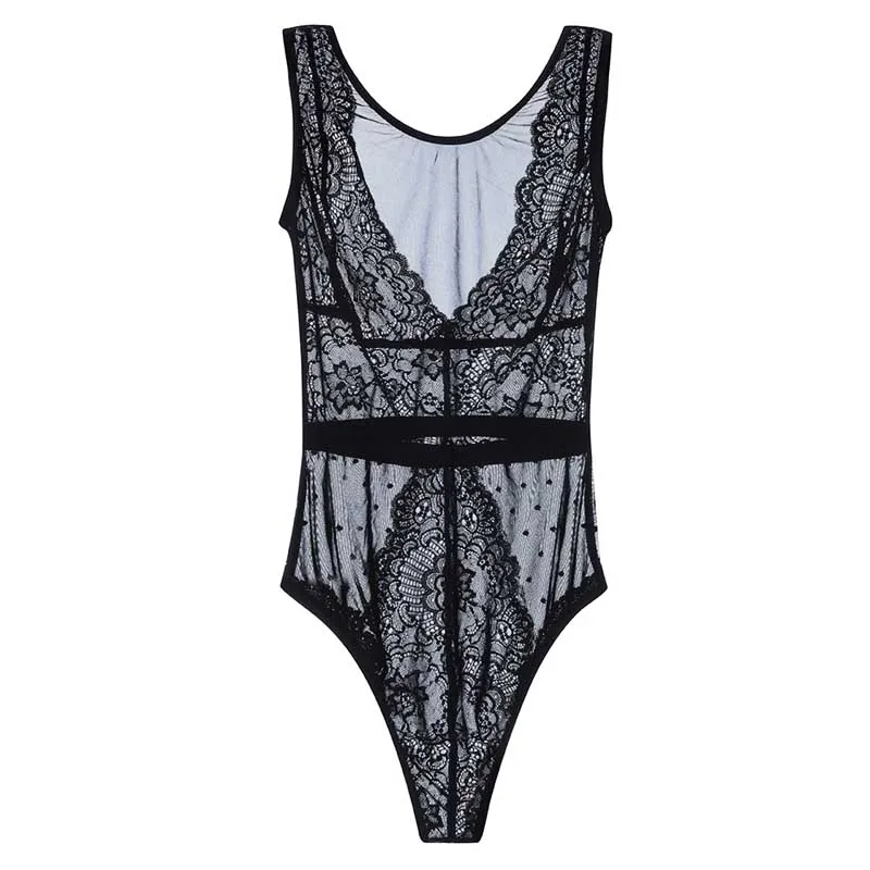 Женские комбинезоны с открытой спиной на тонких бретельках кружевные прозрачные