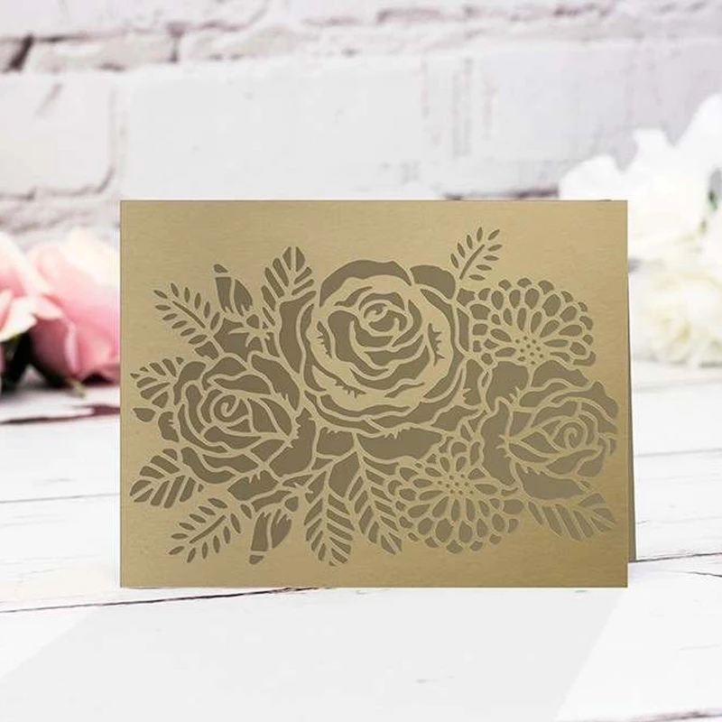 Цветочный спрей Кружевной Край рамка металлическая резка трафареты для DIY