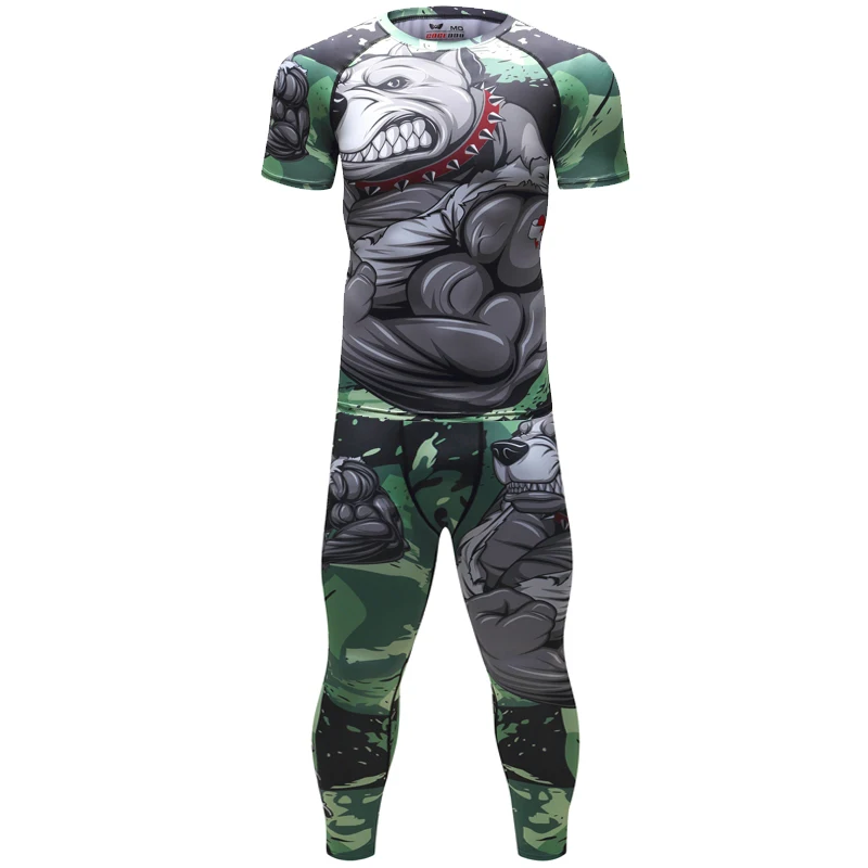 Фирменная Новинка сжатия для мужчин спортивные костюмы быстросохнущая 3D