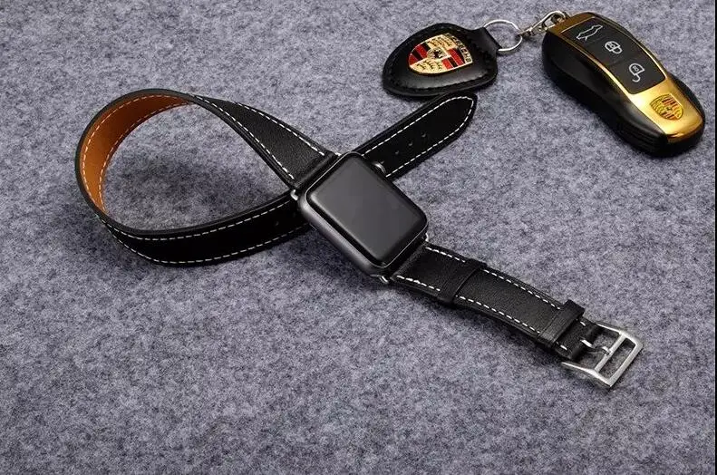 Удлиненный ремешок из натуральной кожи для iwatch для Apple Watch band Double Tour 38 мм 42 мм 40 мм 44 мм Series 4 2 3 1series 5