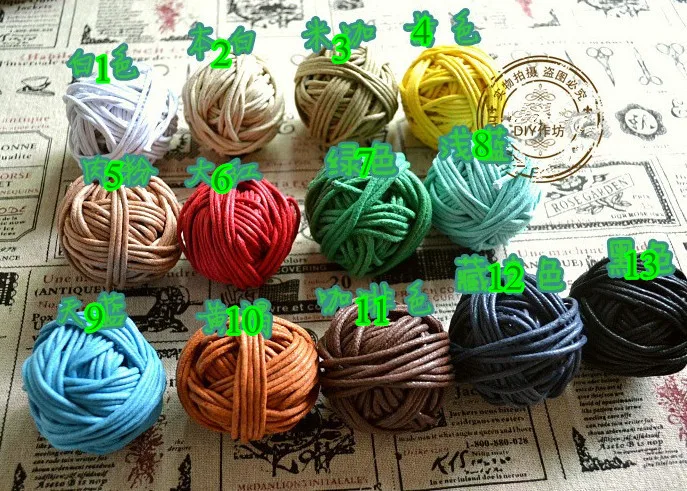 12color/lot Waxed Cotton Cord 2mm x120m coated thong Jewellery Making String Thread beading cord leather craft free shipping HOT | Дом и сад