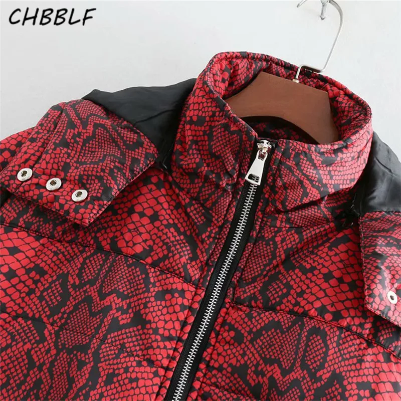 Женская парка с капюшоном CHBBLF толстая теплая принтом в виде животных на шнурке