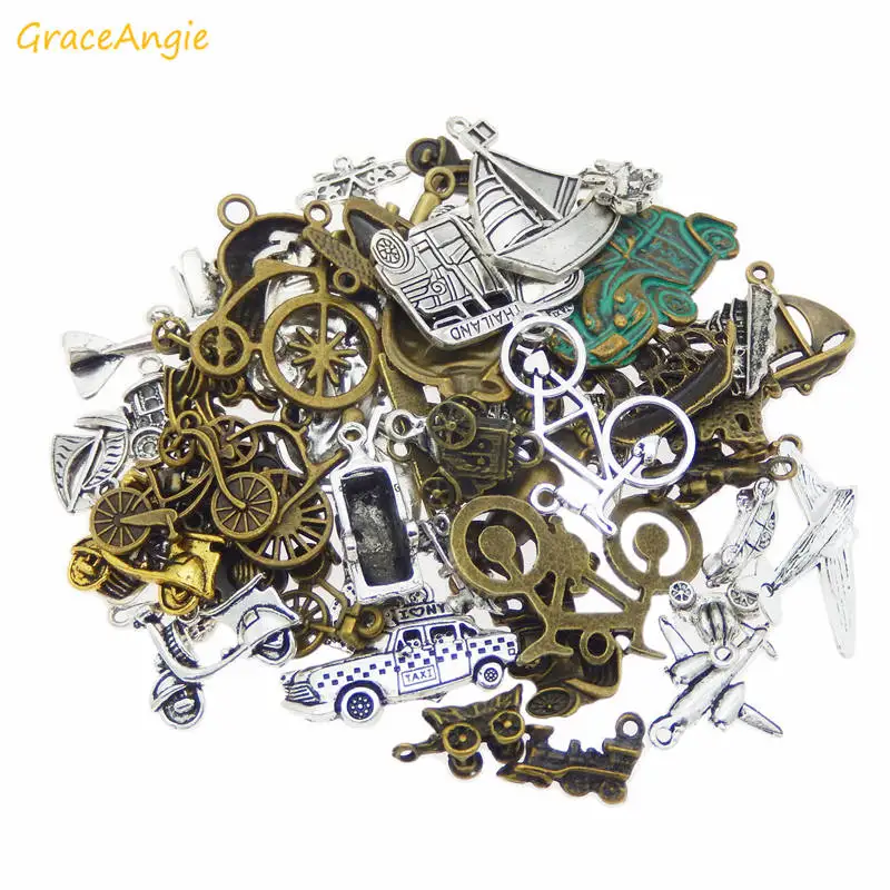 

20pcs Random Antique Bronze Mixed Style Assorted transportation tools Charms Alloy Jewelry Making Accessory Pendant