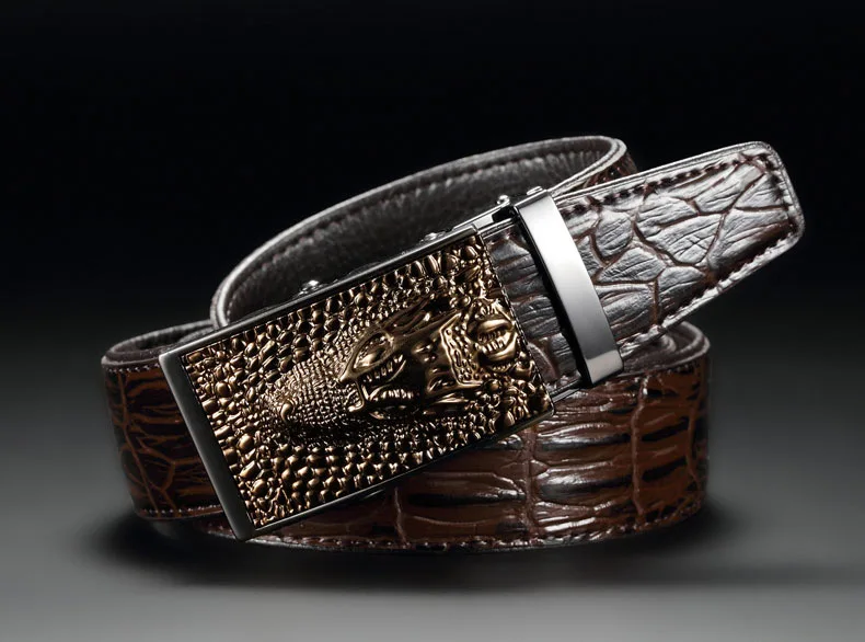 New Ceinture homme Luxury brands Men's leather belt Gold Alligator belt men's belt wholesale automatic buckle Black coffee belt
