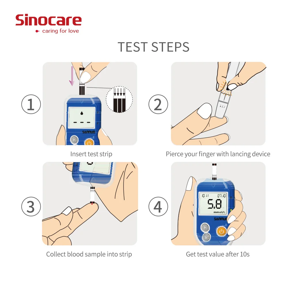 Sinocare GA 6 измеритель уровня глюкозы в крови тест полоски разделены и Ланцеты для