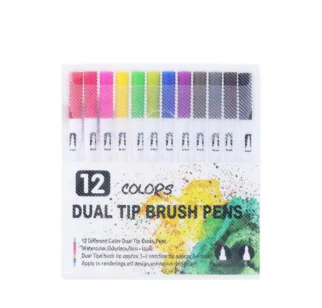 12 Colors 120 шт акварельные кисти маркеры каллиграфия ручка для офиса и школы и канцелярские принадлежности для художников и начинающих живописи - Цвет: 12 Colors