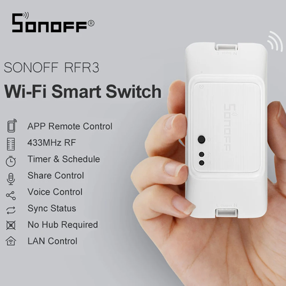 

SONOFF RFR3 Smart RF Control RM 433Mhz Switch WIFI 100-240V DIY Ewelink APP Automation works with Alexa Google Home