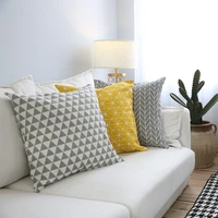 nordic style geometry pattern printed throw pillow cover linen cotton cushion cover yellow grey home sofa decor 60x60cm