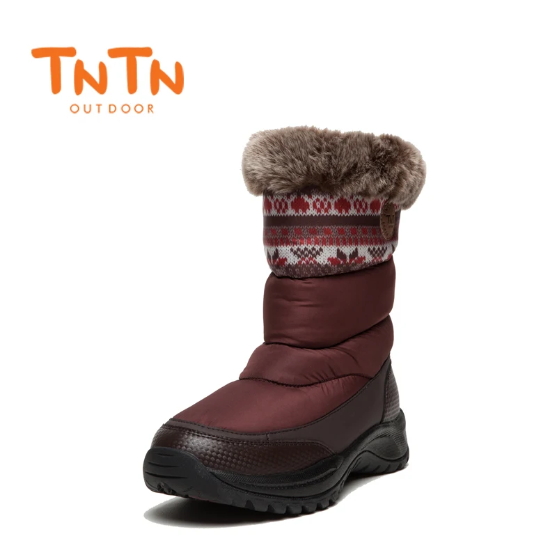 TNTN 2020 Winter Outdoor Boots Feathers Waterproof Hiking Boots  Snow Womens Shoes Womens Fleece shoes Warm