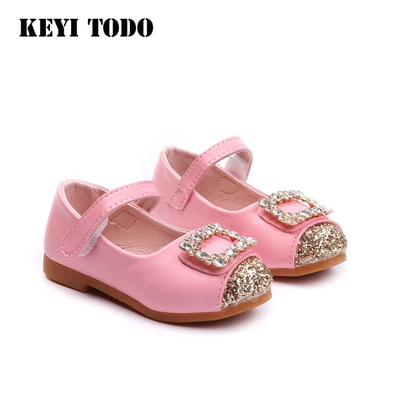 Keyitodo Новое весеннее платье для девочки со стразами и пряжкой туфли принцессы