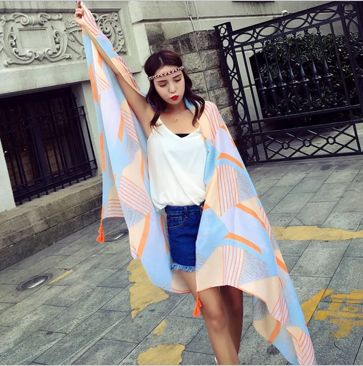 Новинка весна-осень 2018 дизайнерская тонкая длинная шаль из хлопка в этническом