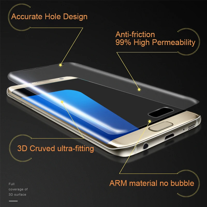 3-Pack 3D Clear Soft Full Cover Screen Protector Film For Samsung Galaxy S6 edge S7 S8 Plus Note 8(Not tempered glass) | Мобильные