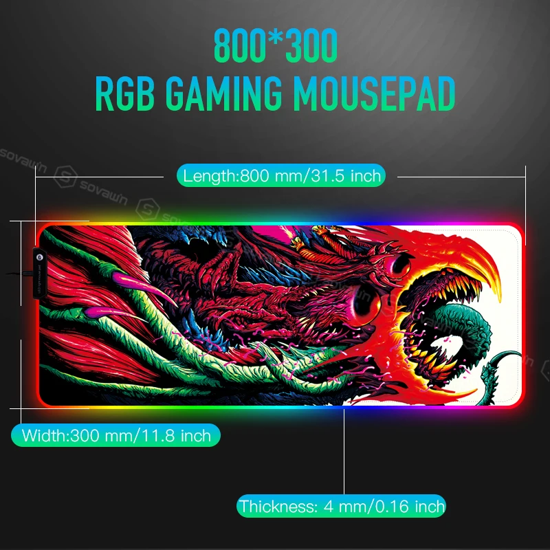 SOVAWIN 80x30 XL Gaming Mouse Pad CS GO Hyper Beast Large Mousepad Anime Waterproof Foldable Anti-slip Silicone for Computer | Компьютеры