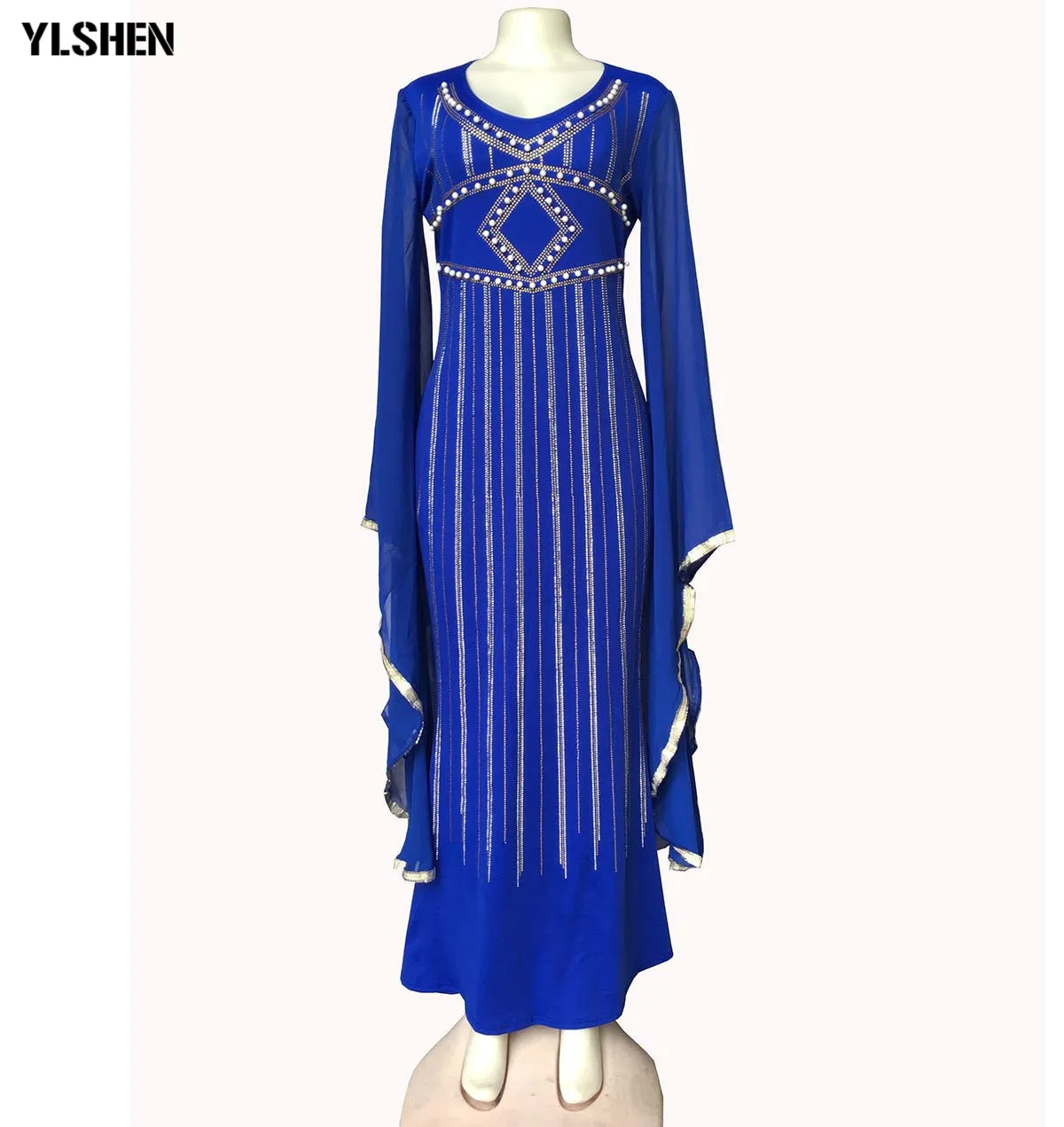 Женское шифоновое платье с рюшами Dashiki вечернее длинное из шифона украшенное