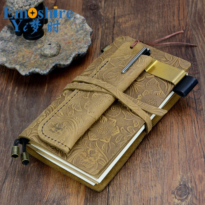 

Free Shipping Handmade Vintage Leather Diary Notebook Sketchbook Travel Journal Blank Writing Paper Portable Notepad N114
