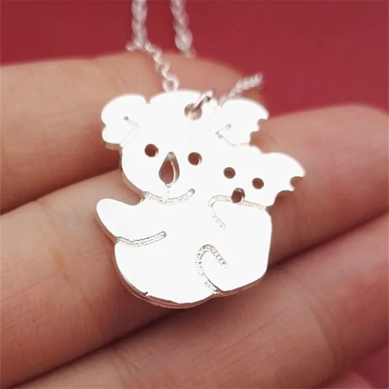 New Fashion Handmade Jewelry Koala Bear With Baby Charm Necklace Dropshipping Tiny Cute koala Pendant For Mom Gift | Украшения и