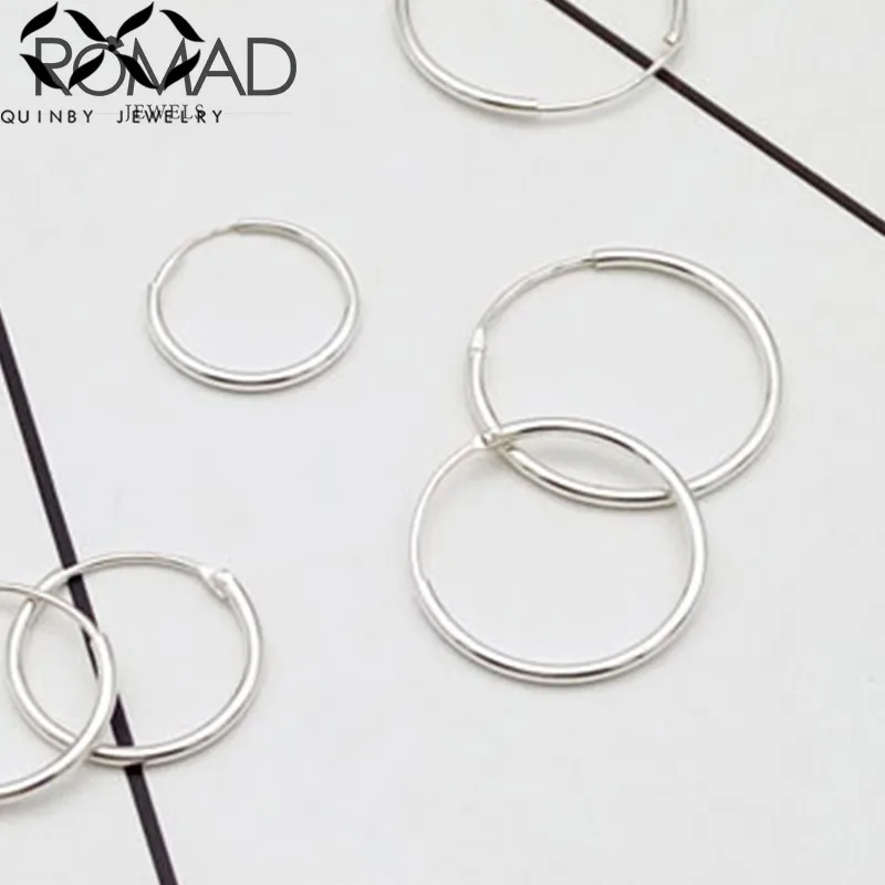 Серьги-кольца, 925 пробы, серебро, для женщин, минималистичные круглые серьги 8 мм, 10 мм, 12 мм, 14 мм, 16 мм, 18 мм, 20 мм, серьги-петли Z4