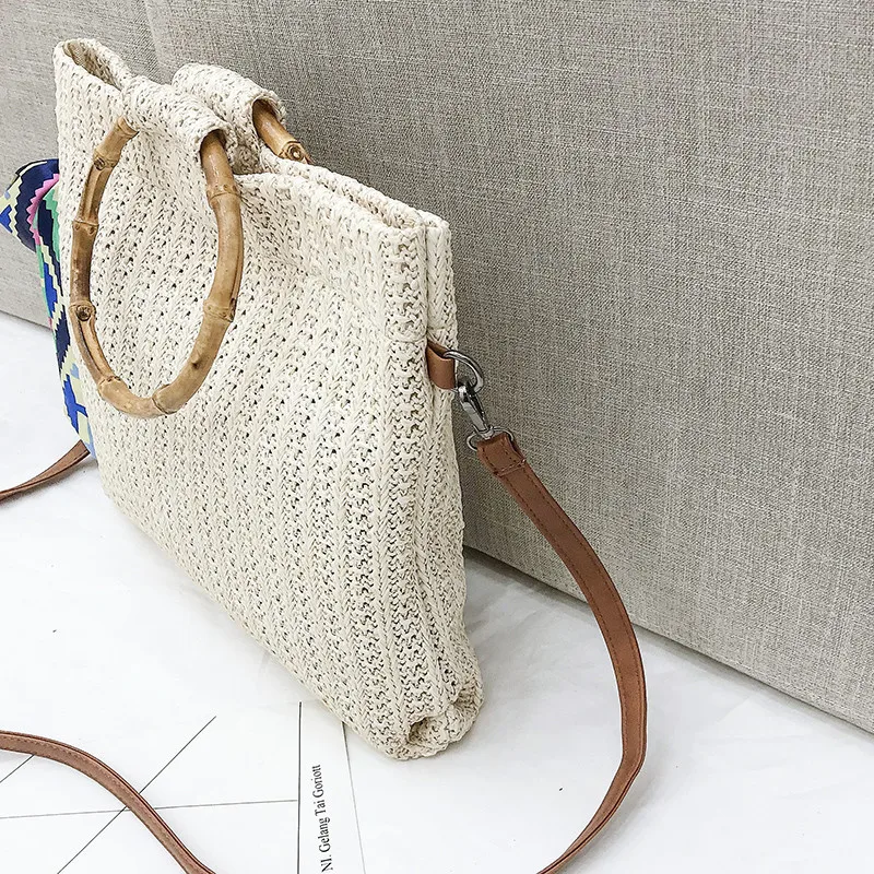 2019 трикотажная сумка на плечо летняя соломенная шелковая шарф пляжная