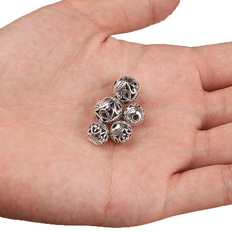 Винтажные открытые шарики из серебряного цинкового сплава круглые свободные