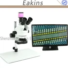 Тринокулярный Стерео микроскоп с зумом 7X-45X + TF-карта 720P HDMI видеокамера микроскоп + 144 светодиодный светильник ка для телефона инспекция печатных плат