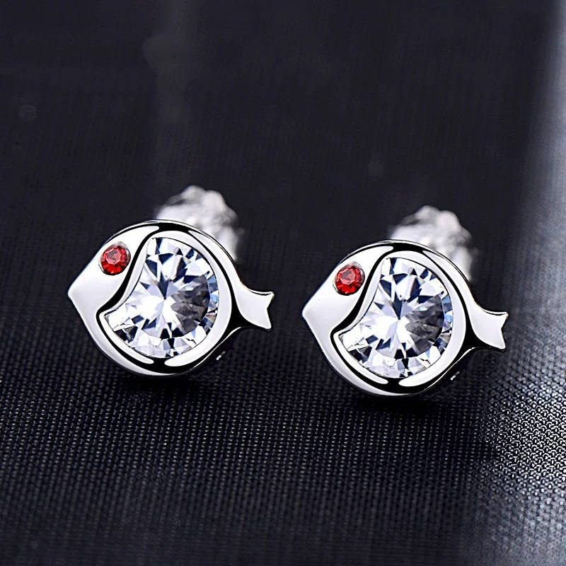 Женские серьги-гвоздики из серебра 925 пробы с фианитом