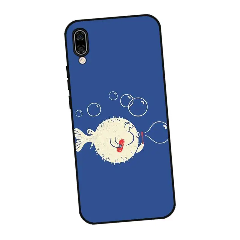 N393 простой мультфильм черный силиконовый чехол для huawei Honor 6A 6C 6X 7C 7X8 Lite Pro |