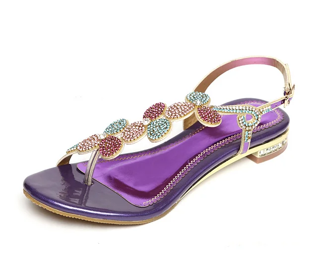 Летняя обувь новые женские повседневные сандалии со стразами в виде листьев