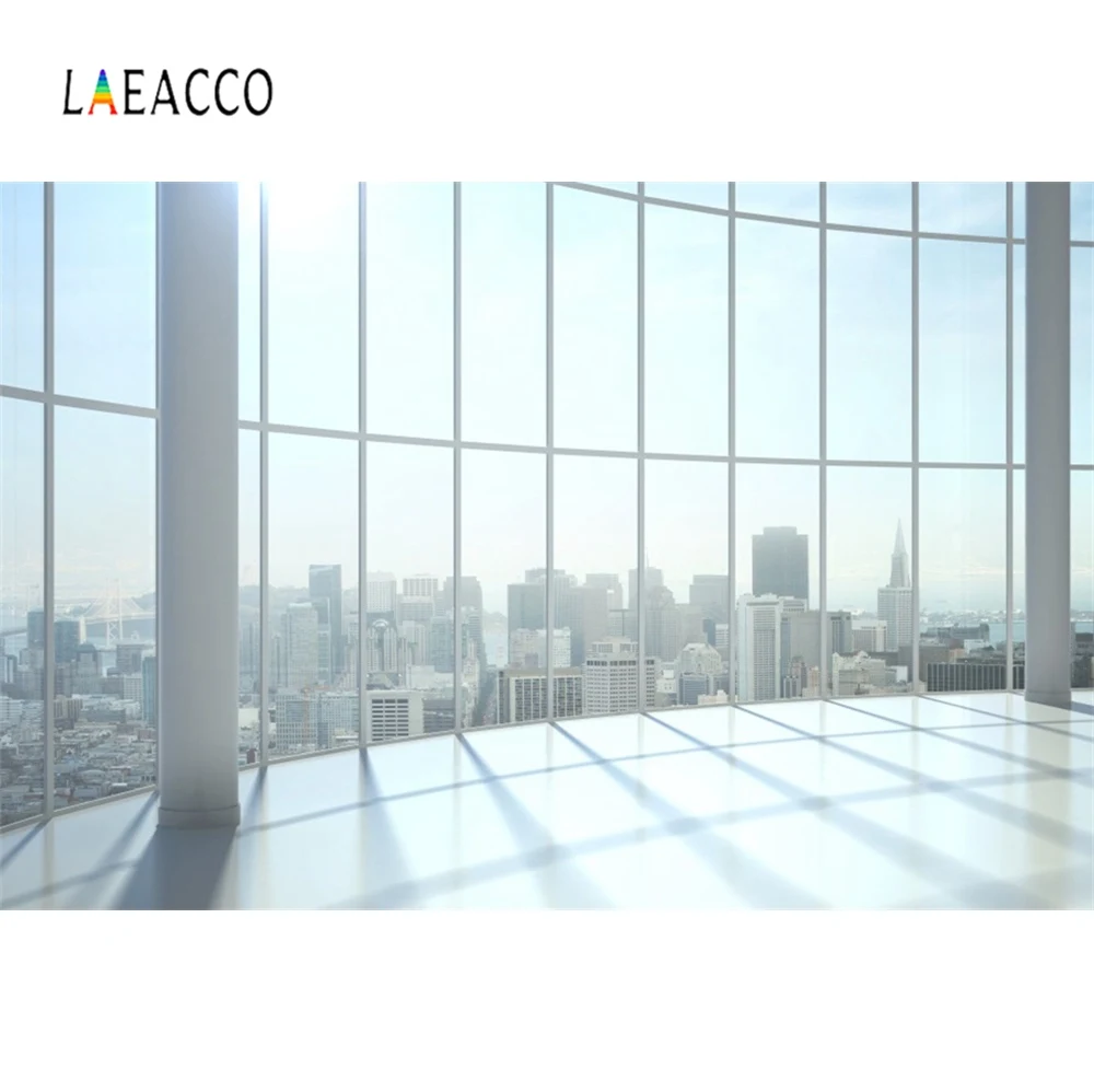 

Laeacco Photo Backgrounds View House French Window City Building Shiny Sunshine Interior Photo Backdrops Photocall Photo Studio